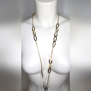 Citrine Long Necklace  Elegant Gold Brass
